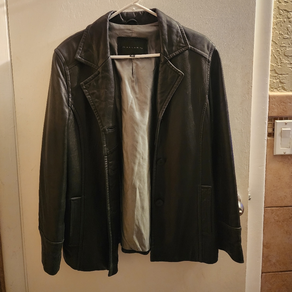Leather Jacket, black, men's size small